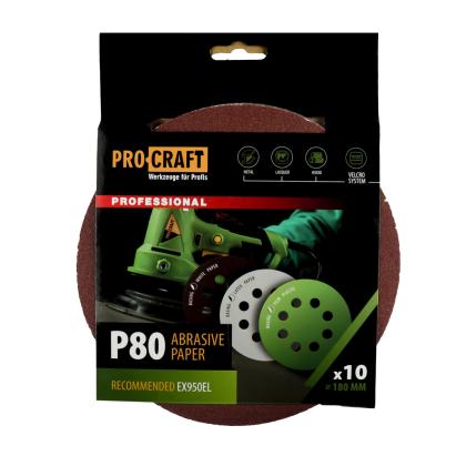 Disc abraziv pentru slefuitor cu excentric KD180.80 PROCRAFT (Set 10 buc) Diametru: 180 mm Granulatie: P80 Innovative ReliableTools