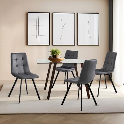Set 4 scaune bucatarie Lexnitz gri inchis [en.casa] HausGarden Leisure