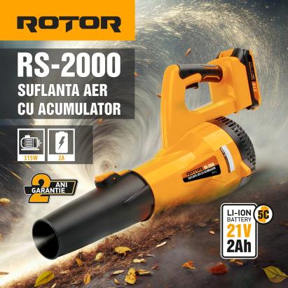 Suflantă aer pe acumulator ROTOR RS-2000 cu 1 acumulator 21V / 2Ah si incarcator ROTOR Innovative ReliableTools