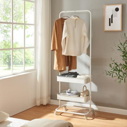 Suport mobil haine Kumad 174,5x58x36cm metal alb [en.casa] HausGarden Leisure