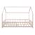 Pat casuta copii cu grilaj protectie Hesel 200x120cm lemn roz [en.casa] HausGarden Leisure