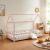 Pat casuta copii cu grilaj protectie Hesel 200x90cm lemn roz [en.casa] HausGarden Leisure