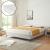 Pat tapitat cu saltea Lilla 160x200cm textil gri deschis [en.casa] HausGarden Leisure