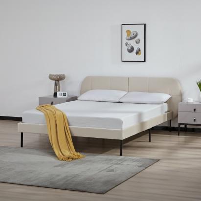 Pat tapitat Porvoo catifea 140x200 cm bej [en.casa] HausGarden Leisure