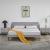 Pat tapitat cu saltea Porvoo 160x200 cm textil gri [en.casa] HausGarden Leisure