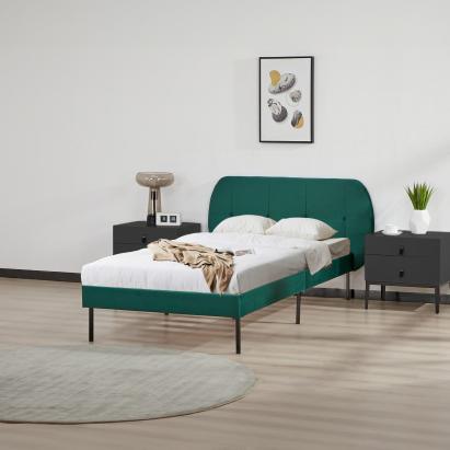 Pat tapitat Porvoo catifea 90x200 cm verde inchis [en.casa] HausGarden Leisure