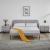 Pat tapitat cu saltea Porvoo 140x200 cm textil gri [en.casa] HausGarden Leisure