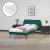 Pat tapitat cu saltea Porvoo 90x200 cm catifea verde inchis [en.casa] HausGarden Leisure