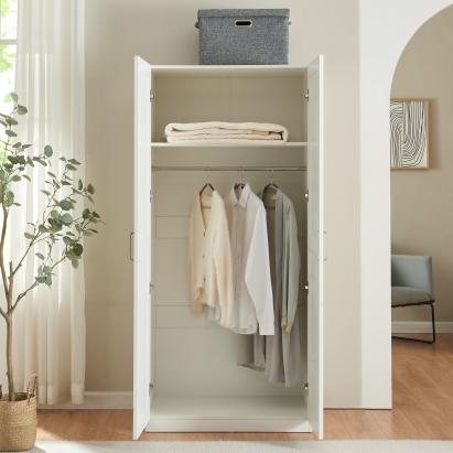 Kleiderschrank Finning 176x80x52 cm 1 Fach Weiß [en.casa] HausGarden Leisure