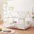 Pat casuta copii design semi deschis Tostedt 120x200 cm brad roz alb [en.casa] HausGarden Leisure