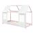 Pat casuta copii design semi deschis Tostedt 90x200 cm brad roz/alb [en.casa] HausGarden Leisure
