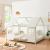 Pat casuta copii design semi deschis Tostedt 140x200 cm brad verde menta alb [en.casa] HausGarden Leisure