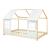 Pat casuta copii design semi deschis Tostedt 140x200 cm brad efect lemn alb [en.casa] HausGarden Leisure