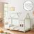 Pat casuta copii cu saltea design semideschis Tostedt 90x200 cm verde menta alb [en.casa] HausGarden Leisure