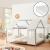 Pat casuta copii cu saltea design semideschis Tostedt 140x200 cm gri alb [en.casa] HausGarden Leisure