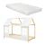 Pat casuta copii cu saltea design semideschis Tostedt 90x200 cm efect lemn alb [en.casa] HausGarden Leisure