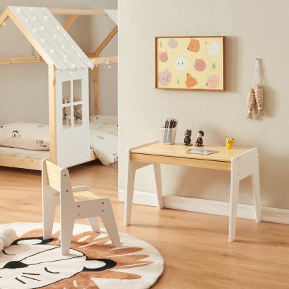 Set birou cu scaun pentru copii Skinnskatteberg alb [en.casa] HausGarden Leisure