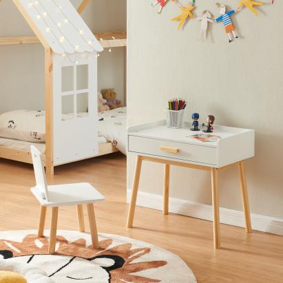 Set birou cu scaun copii Skjervøy natur alb [en.casa] HausGarden Leisure