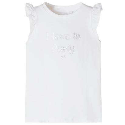 Tricou pentru copii cu mâneci cu volane, alb, 128 GartenMobel Dekor