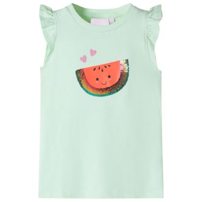 Tricou pentru copii cu mâneci cu volane, verde deschis, 104 GartenMobel Dekor