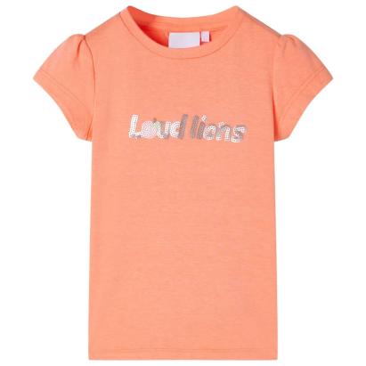 Tricou pentru copii cu mâneci scurte, portocaliu neon, 128 GartenMobel Dekor