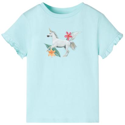 Tricou copii cu mâneci scurte, turcoaz deschis, 116 GartenMobel Dekor