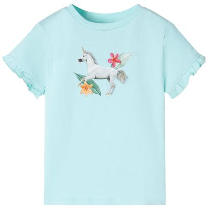 Tricou copii cu mâneci scurte, turcoaz deschis, 140 GartenMobel Dekor