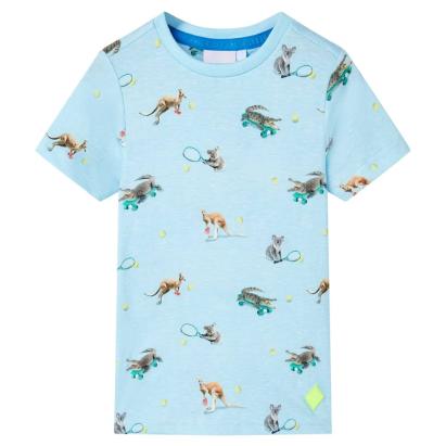 Tricou pentru copii, albastru deschis melanj, 92 GartenMobel Dekor