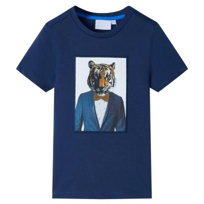 Tricou pentru copii cu mâneci scurte, albastru închis, 128 GartenMobel Dekor