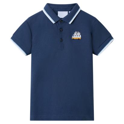Tricou polo pentru copii, albastru închis, 116 GartenMobel Dekor
