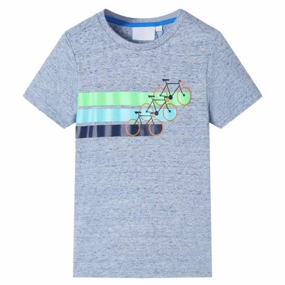 Tricou pentru copii cu mâneci scurte, albastru melanj, 140 GartenMobel Dekor