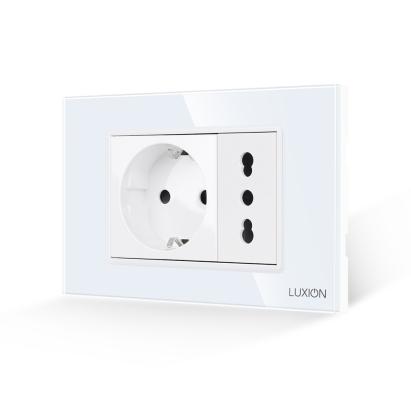 Priza Schuko + Universala Italiana cu Rama din Sticla LUXION, Standard Italian, 3M SmartElectro IntelligentHouse