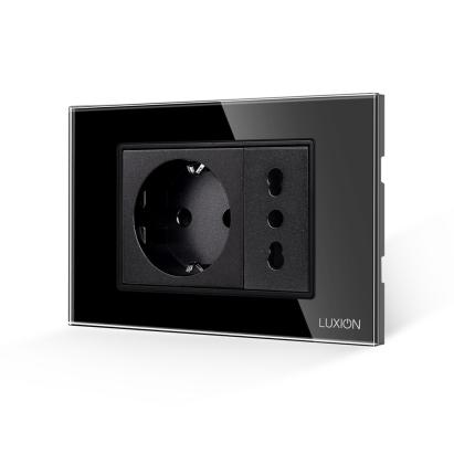 Priza Schuko + Universala Italiana cu Rama din Sticla LUXION, Standard Italian, 3M SmartElectro IntelligentHouse