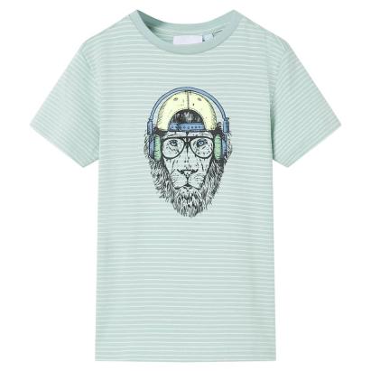 Tricou pentru copii cu dungi, verde mentă, 128 GartenMobel Dekor
