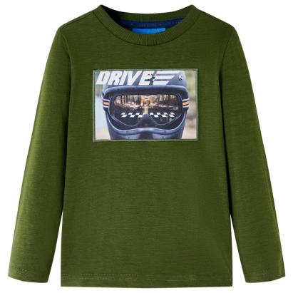 Tricou pentru copii cu mâneci lungi, kaki închis, 128 GartenMobel Dekor