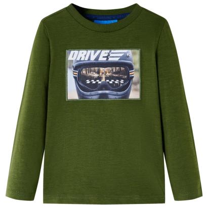 Tricou pentru copii cu mâneci lungi, kaki închis, 140 GartenMobel Dekor