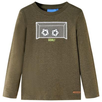 Tricou mâneci lungi de copii, kaki melanj, 116 GartenMobel Dekor
