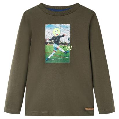 Tricou pentru copii cu mâneci lungi, kaki, 128 GartenMobel Dekor