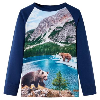 Tricou de copii cu mâneci lungi, bleumarin 128 GartenMobel Dekor