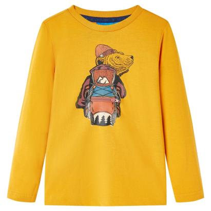 Tricou pentru copii cu mâneci lungi, ocru, 128 GartenMobel Dekor