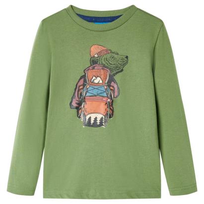 Tricou pentru copii cu mâneci lungi, kaki deschis, 92 GartenMobel Dekor