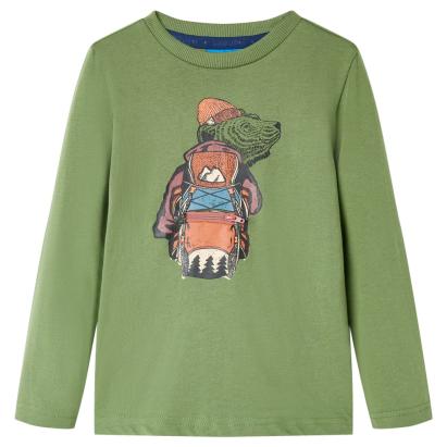 Tricou pentru copii cu mâneci lungi, kaki deschis, 104 GartenMobel Dekor