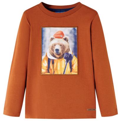 Tricou pentru copii cu mâneci lungi, portocaliu ars, 128 GartenMobel Dekor