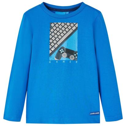 Tricou copii mâneci lungi albastru cobalt 128 GartenMobel Dekor