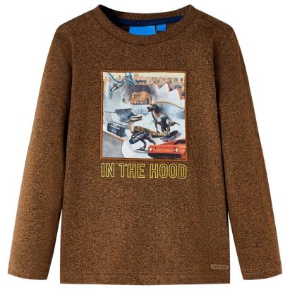 Tricou de copii cu mâneci lungi, coniac melanj, 92 GartenMobel Dekor