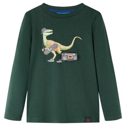 Tricou pentru copii cu mâneci lungi verde închis 92 GartenMobel Dekor