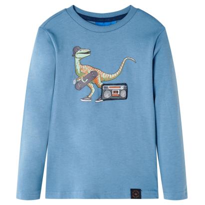 Tricou de copii cu mâneci lungi albastru mediu 104 GartenMobel Dekor