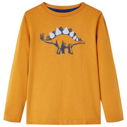 Tricou pentru copii cu mâneci lungi ocru închis 116 GartenMobel Dekor
