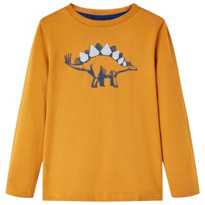 Tricou pentru copii cu mâneci lungi ocru închis 128 GartenMobel Dekor