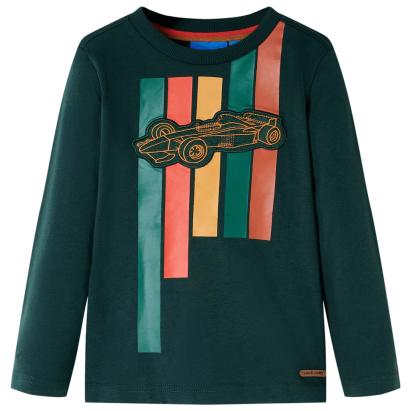Tricou copii mâneci lungi, verde închis, 104 GartenMobel Dekor